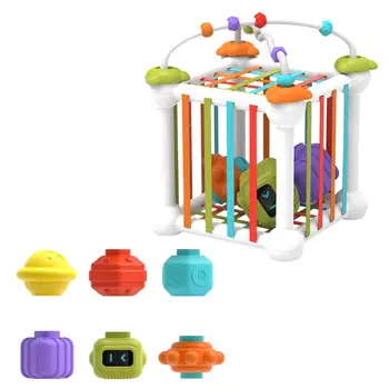 Сензорни играчки Сортировач форми, наскоро обновената детска Допир играчка за сортиране на боклука, Цветен куб, лесна за използване на развитие на играчка, подарък за
