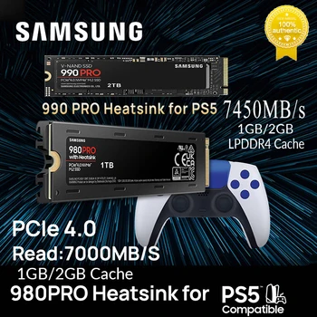 SAMSUNG SSD 990 PRO 2 TB M2 Nvme M. 2 2280 PCIe 4,0x4 980 PRO 500 GB Вътрешен твърд диск 1 TB HDD Твърд диск за десктоп PS5