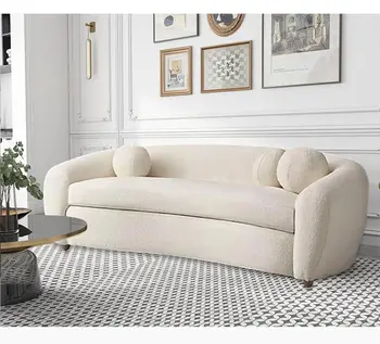 Извита Минималистичен Еластичен диван, Ретро Модулен диван за сядане на възрастни, Фотьойл, Голям Бял Уникален Ергономичен Диван, Мебели за дома