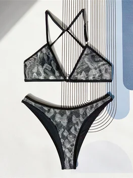 Ново секси бразилски бикини с появата на облегалката, дамски бански, Дамски бански, комплект бикини от две части, Къпещите, бански костюм за плуване K4890