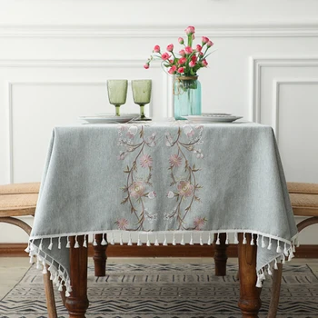 Модерен цветен дизайн, Однотонная декоративна Бельо Покривка С Пискюли, Правоъгълно покритие на Сватбена маса за хранене, една Чаена Покривка за масата