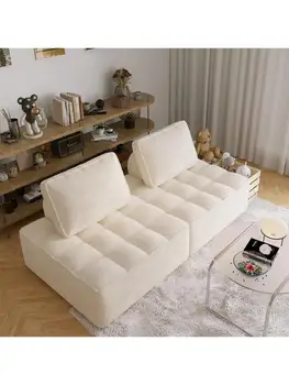 Чист дивана от червено тофу в скандинавски стил, velvet в мързелив диван от агнешко месо, апартамент с настаняване в семейство, единично хол, разтегателен плат