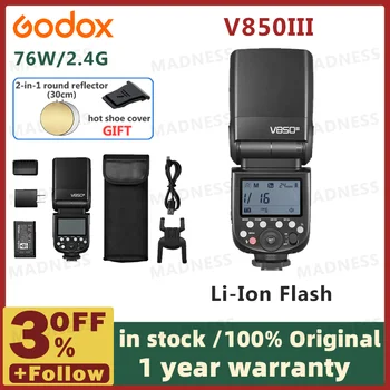 Godox V850III 76 W 2,4 Г GN60 Безжичен X System Литиево-йонна Батерия Speedlite на Canon, Nikon, Sony, Pentax Olympus