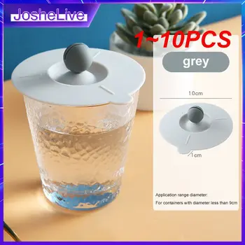 1 ~ 10 бр., капак за чаши, нетоксичная силиконова кръгла гъвкав капак за чаши за вода, защита от прах, утайка от чаша, запечатани капак с държач лъжици