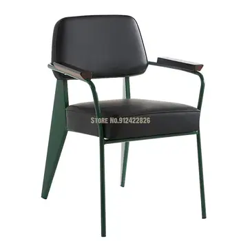 Скандинавски стол за хранене, за кафе-бар с проста метална облегалка, военен офис всекидневен диван, дизайнерски стол