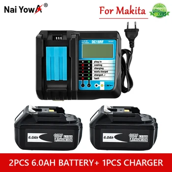 Батерията е Литиево-йонна Батерия 18V Makita 6Ah за подмяна на MAKITA BL1880, BL1860, bl1830, avec chargeur 4A