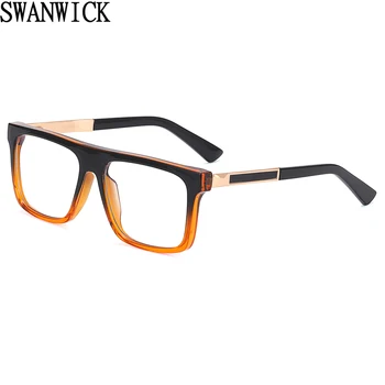 Мъжки слънчеви очила Swanwick, сини, прозрачни лещи, мъжки квадратни очила унисекс TR90, оптични черни прозрачни модни дропшиппинг