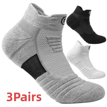 3 чифта/лот Высокоэластичные чорапи-тръба Мъжки чорапи Компресия Чорапи Дишащи Баскетболни Спортни чорапи за Колоездене, джогинг