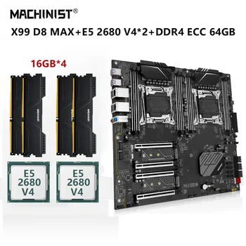 Комплект дънната платка MACHINIST D8 MAX X99 LGA 2011-3 с два процесора Xeon E5 2680 V4 * 2 Процесор 64G = 16G * 4 Vosmiryadnaya оперативна памет DDR4 ECC