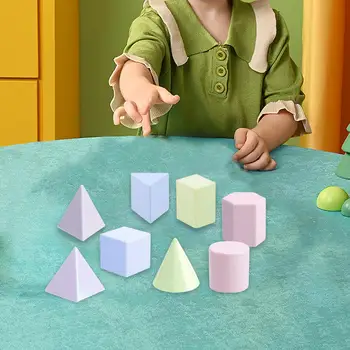 8 Броя 3D форма Геометрична математическа играчка, цветна развитие играчка за домашно обучение