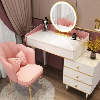 Скринове в скандинавски стил, Луксозен Лек Огледален Шкаф за съхранение на неща, Изчистен модерен тоалетка, Шкаф за съхранение на мебели за спалня