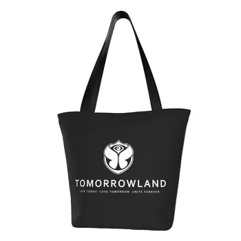 Потребителски Холщовые чанти Tomorrowland За Покупки на Дамски Многократна употреба продукти Белгийски Фестивал за електронна денс музика Чанти-тоут за Купувачи