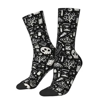 All Seasons Любопитно Чорапи с костяным черепа Harajuku, супер меки чорапи за екипажа, чорапи в стил хип-хоп за мъже и жени, подаръци