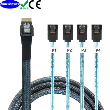 PCIE Slimline SAS 4.0 38pin СФФ-8654 4и-4X SATA 7P женски кабел