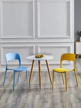 Скандинавски стол за хранене, модерен минималистичен пластмасов стол с вкара червена стол, стол с утолщением за отдих и почивка, домашен маса за грим, стол