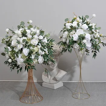 80/70/60/50/40cm Dekorasi tengah meja pernikahan mewah besar tanaman hijau mawar pengaturan bola bunga decoration prop