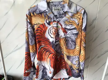 Хип-хоп
 Ризи с дълъг ръкав Wacko Maria с принтом тигър, мъжки и дамски ризи, Хавайски плажната ежедневни модерна риза, топ Kanye West