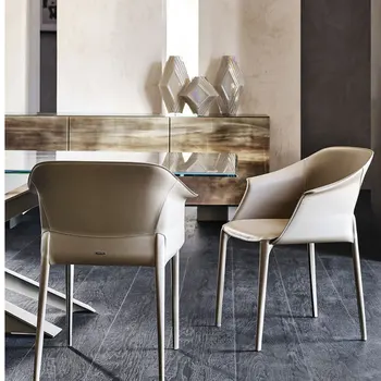 Домашен кожа на седлото, съвременно минималистичное луксозно кресло в скандинавски стил, дизайнерски стол за обучение