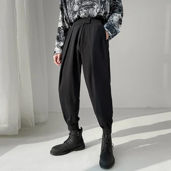 Модерен мъжки Памучни панталони Нов стил, Пролет-лято, Градинска дрехи, Мъжки Провиснал ежедневните бизнес Директни ежедневни широки панталони T48