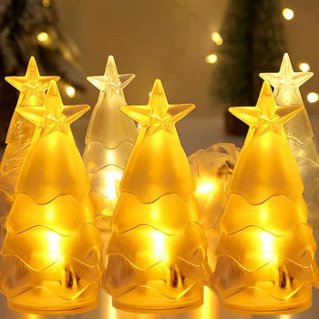 Коледен преносим лека нощ, led светещи звезди, Коледна лампа, Лампа за декор на Коледната елха, Коледен фенер, стоки за дома и партита