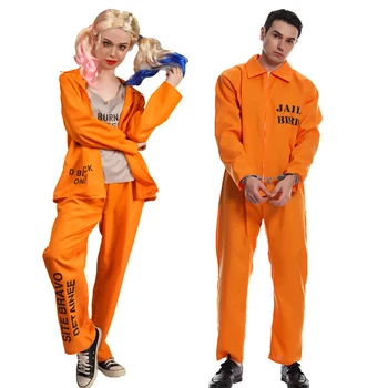 Американски Затворник Cosplay Костюм Дамски Блузи Панталони Мъжки Гащеризон За Възрастни Оранжевият Затворнически Клетки Униформи Cosplay Костюм За Хелоуин