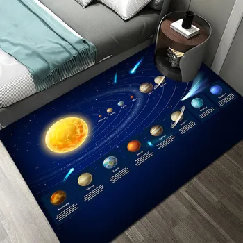 3D Слънчевата система, килими за детска стая, Космическа планета, килим, Детска спалня, противоскользящий мат Декорация за дома, Игрална подложка за проследяването стъпки пълзи