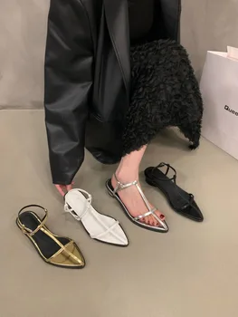 Дамски офис сандали във френския вечерна стил на дебелите обувки с токчета и елегантни обувки, Нова лятна рокля с тънка каишка, римски сандали J-M91