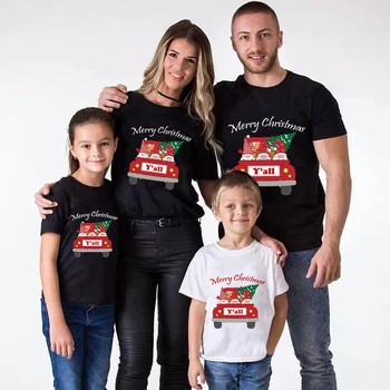 Едни и същи коледни върхове за цялото семейство, изключителен дизайн, Коледна тениска Весела Коледа y ' all Family