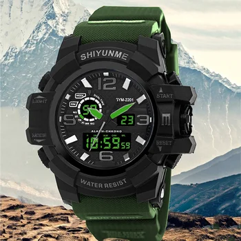 Марка SHIYUNME G Style Военни Мъжки Часовници LED Цифрови Ударни Спортни Часовници За Мъже, Водоустойчиви Електронен Ръчен Часовник за Мъже на S 2201